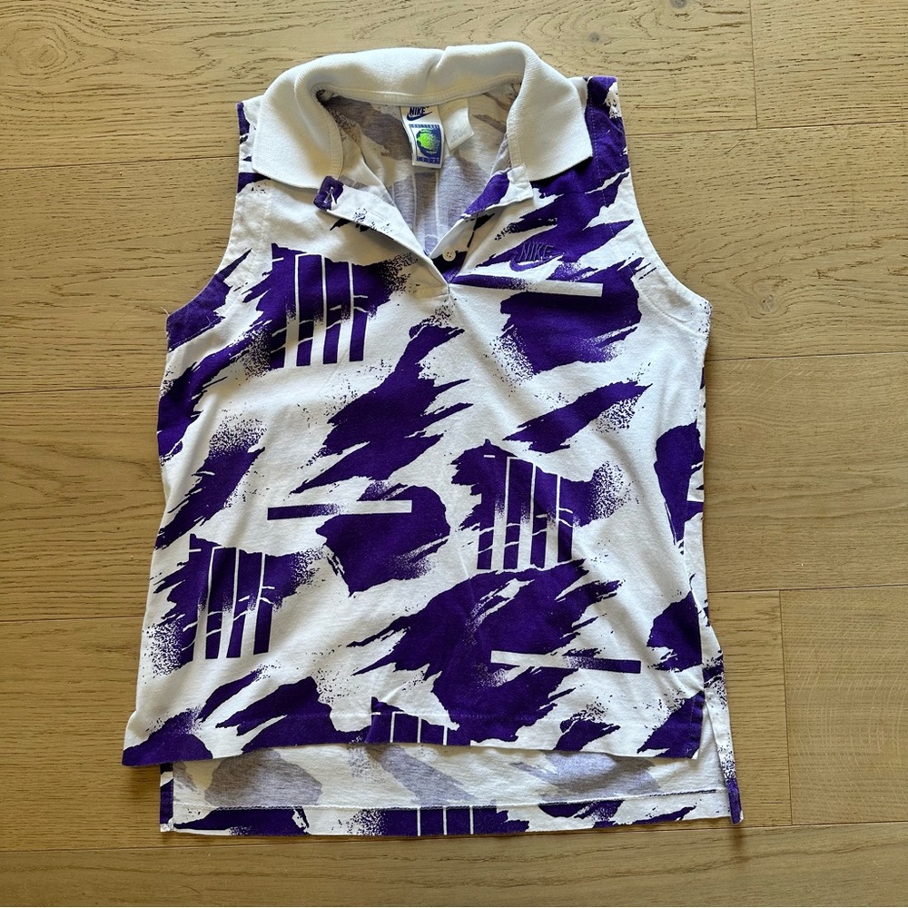 Vintage Womens Nike Challenge Court Sleeveless Polo-purple/white-size M-90s